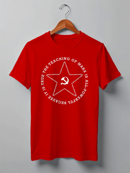 Заказать мужскую футболку в Москве. Футболка классическая Communism will win от Анастасия Шатова - готовые дизайны и нанесение принтов.
