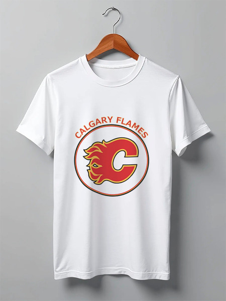 Заказать мужскую футболку в Москве. Футболка классическая Calgary Flames от kspsshop - готовые дизайны и нанесение принтов.
