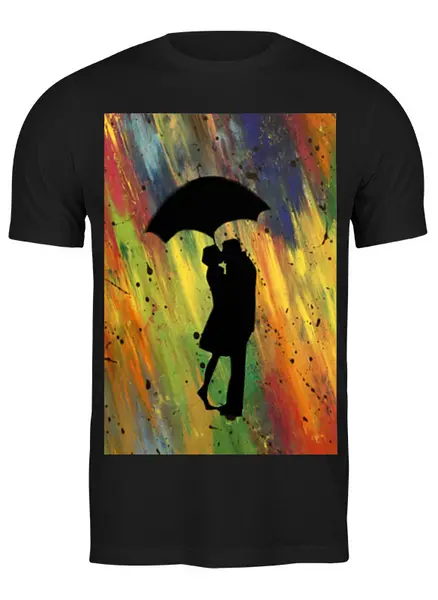 Заказать мужскую футболку в Москве. Футболка классическая Двое под дождём от Владимир - готовые дизайны и нанесение принтов.