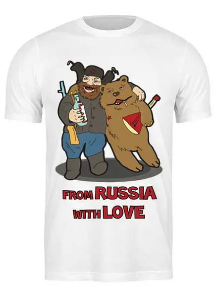 Заказать мужскую футболку в Москве. Футболка классическая From Russia with Love (Из России с любовью) от Easy-store - готовые дизайны и нанесение принтов.