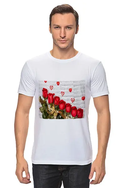Заказать мужскую футболку в Москве. Футболка классическая Цветы Розы от Тима Старк - готовые дизайны и нанесение принтов.