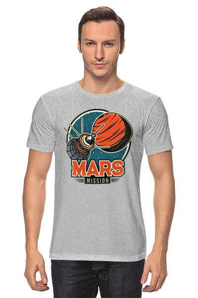Заказать мужскую футболку в Москве. Футболка классическая Миссия на Марс от Print design  - готовые дизайны и нанесение принтов.