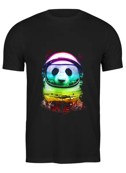 Заказать мужскую футболку в Москве. Футболка классическая Космическая панда от YellowCloverShop - готовые дизайны и нанесение принтов.
