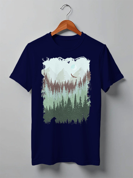 Заказать мужскую футболку в Москве. Футболка классическая Mountains Forest от oneredfoxstore@gmail.com - готовые дизайны и нанесение принтов.