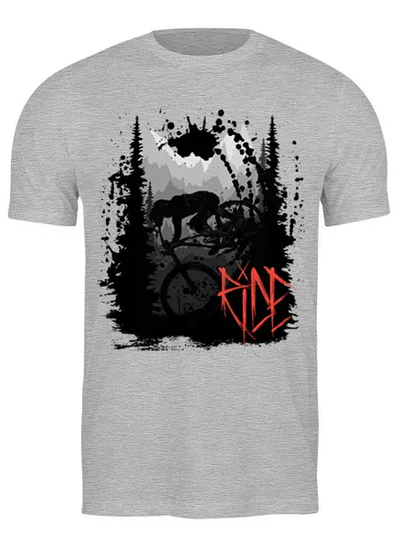 Заказать мужскую футболку в Москве. Футболка классическая Ride MTB от oneredfoxstore@gmail.com - готовые дизайны и нанесение принтов.