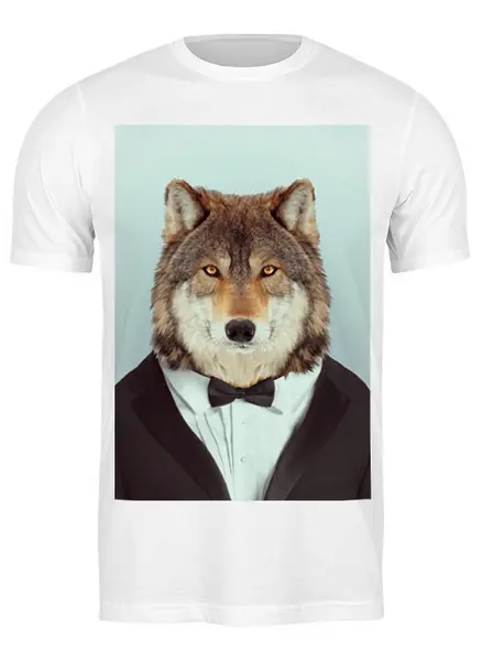 Заказать мужскую футболку в Москве. Футболка классическая Деловой волк от anna_bell - готовые дизайны и нанесение принтов.