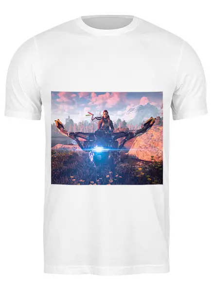 Заказать мужскую футболку в Москве. Футболка классическая Horizon Zero Dawn от GeekFox  - готовые дизайны и нанесение принтов.