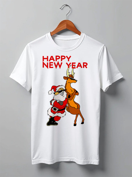 Заказать мужскую футболку в Москве. Футболка классическая Happy New Year от Leichenwagen - готовые дизайны и нанесение принтов.