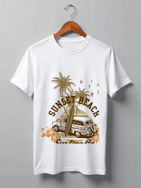Заказать мужскую футболку в Москве. Футболка классическая ....Sunset Beach....Пляж от svetlanakan - готовые дизайны и нанесение принтов.