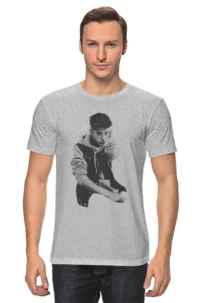 Заказать мужскую футболку в Москве. Футболка классическая Justin Bieber от Антон Величко - готовые дизайны и нанесение принтов.