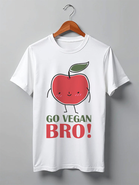 Заказать мужскую футболку в Москве. Футболка классическая Go Vegan Bro! от vegan@thespaceway.info - готовые дизайны и нанесение принтов.