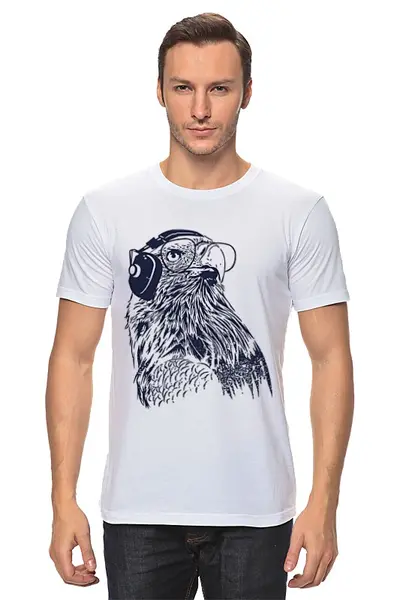 Заказать мужскую футболку в Москве. Футболка классическая Птица от Mari_M - готовые дизайны и нанесение принтов.