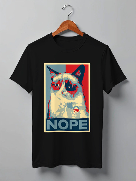 Заказать мужскую футболку в Москве. Футболка классическая Grumpy Cat  от mrmaximus - готовые дизайны и нанесение принтов.