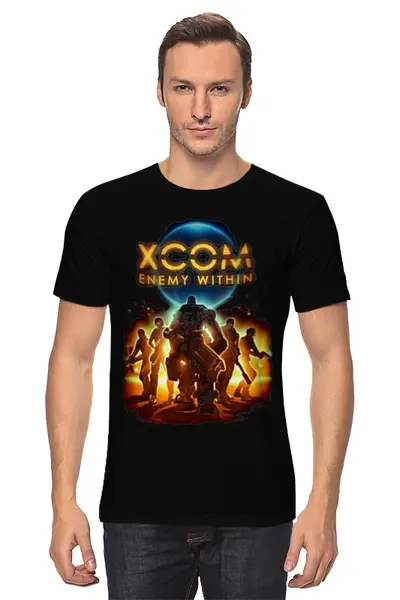 Заказать мужскую футболку в Москве. Футболка классическая X-COM 2 от Curipopik - готовые дизайны и нанесение принтов.