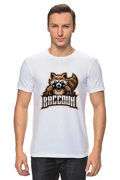 Заказать мужскую футболку в Москве. Футболка классическая Енот  от Jimmy Flash - готовые дизайны и нанесение принтов.