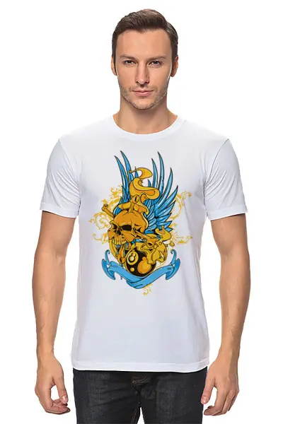 Заказать мужскую футболку в Москве. Футболка классическая Ангел страха от MikliBoom  - готовые дизайны и нанесение принтов.