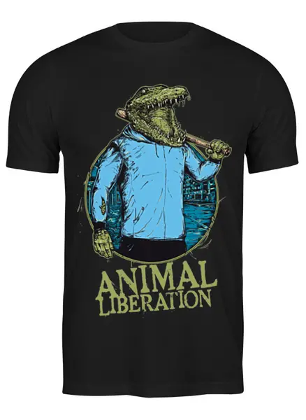 Заказать мужскую футболку в Москве. Футболка классическая Animal liberation от Leichenwagen - готовые дизайны и нанесение принтов.