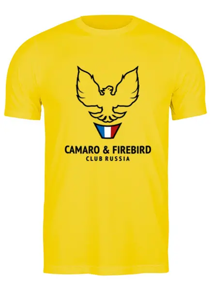 Заказать мужскую футболку в Москве. Футболка классическая Camaro & Firebird club Russia от summerpic - готовые дизайны и нанесение принтов.