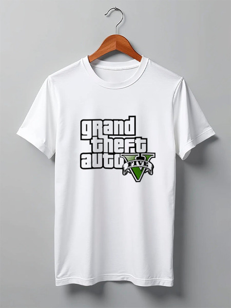 Заказать мужскую футболку в Москве. Футболка классическая Grand Theft Auto V от YellowCloverShop - готовые дизайны и нанесение принтов.