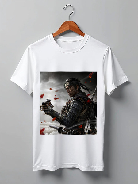 Заказать мужскую футболку в Москве. Футболка классическая Ghost of Tsushima от GeekFox  - готовые дизайны и нанесение принтов.