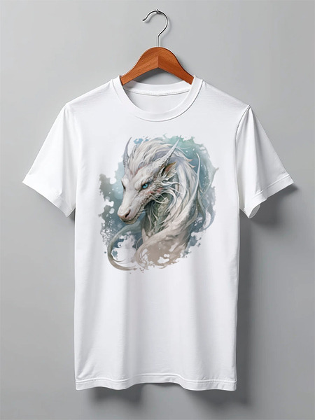 Заказать мужскую футболку в Москве. Футболка классическая White dragon от berggetov@gmail.com - готовые дизайны и нанесение принтов.