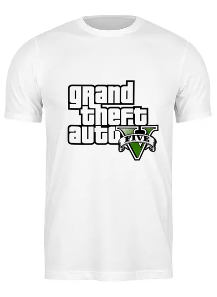 Заказать мужскую футболку в Москве. Футболка классическая Grand Theft Auto V от YellowCloverShop - готовые дизайны и нанесение принтов.