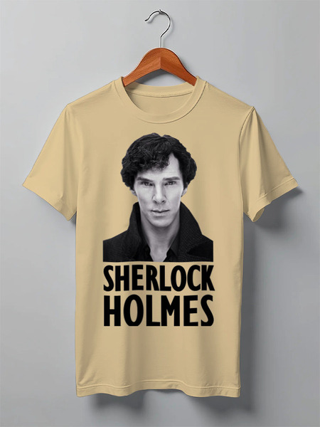 Заказать мужскую футболку в Москве. Футболка классическая Sherlock Holmes от cherdantcev - готовые дизайны и нанесение принтов.