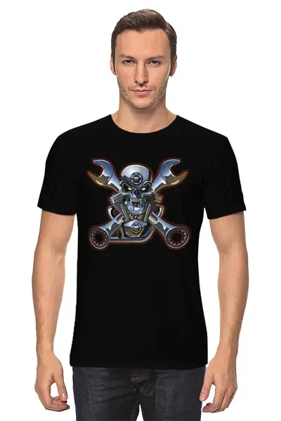 Заказать мужскую футболку в Москве. Футболка классическая Metal Skull от Илья Щеблецов - готовые дизайны и нанесение принтов.