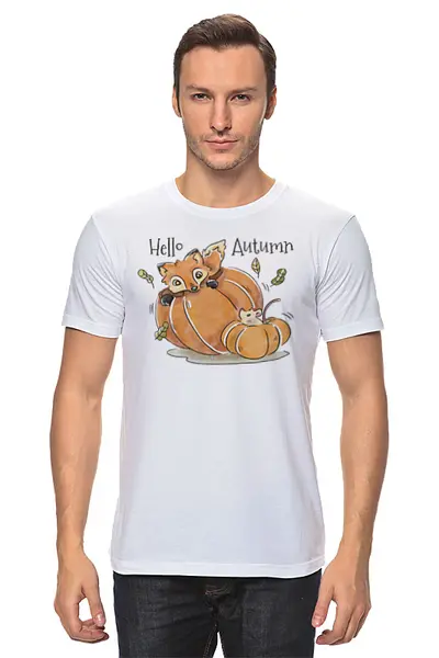 Заказать мужскую футболку в Москве. Футболка классическая Fox Here от oneredfoxstore@gmail.com - готовые дизайны и нанесение принтов.