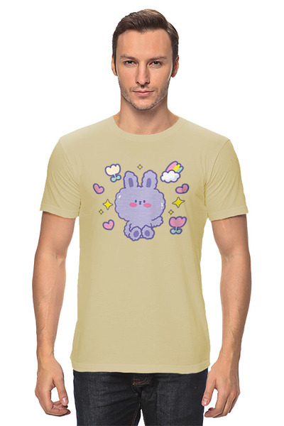 Заказать мужскую футболку в Москве. Футболка классическая Счастливый кролик от skynatural - готовые дизайны и нанесение принтов.