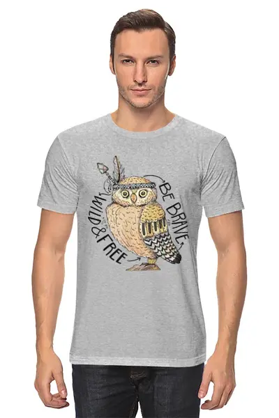 Заказать мужскую футболку в Москве. Футболка классическая Этническая сова от Romanova - готовые дизайны и нанесение принтов.