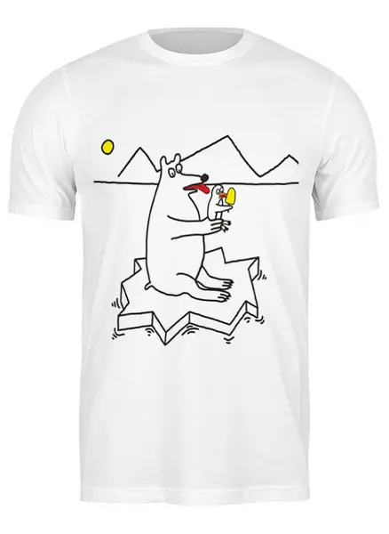 Заказать мужскую футболку в Москве. Футболка классическая Медведь-лизун от Lucky Man - готовые дизайны и нанесение принтов.