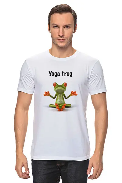 Заказать мужскую футболку в Москве. Футболка классическая Лягушачья йога от Fedor - готовые дизайны и нанесение принтов.