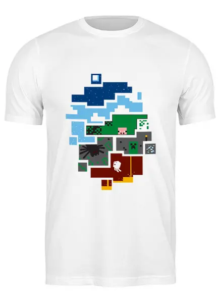 Заказать мужскую футболку в Москве. Футболка классическая Minecraft world от AJIUK - готовые дизайны и нанесение принтов.