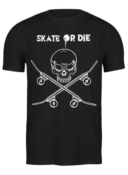 Заказать мужскую футболку в Москве. Футболка классическая Skate Or Die от Leichenwagen - готовые дизайны и нанесение принтов.