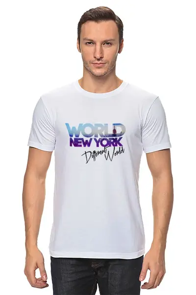 Заказать мужскую футболку в Москве. Футболка классическая "DIFFERENT WORLD": New York от Octopuslabel - готовые дизайны и нанесение принтов.