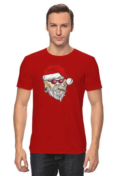 Заказать мужскую футболку в Москве. Футболка классическая Креативный Санта  от ПРИНТЫ ПЕЧАТЬ  - готовые дизайны и нанесение принтов.