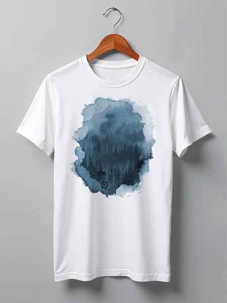 Заказать мужскую футболку в Москве. Футболка классическая Mist Forest от oneredfoxstore@gmail.com - готовые дизайны и нанесение принтов.