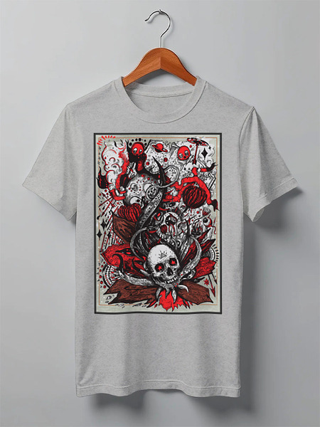 Заказать мужскую футболку в Москве. Футболка классическая Skull Art от Leichenwagen - готовые дизайны и нанесение принтов.