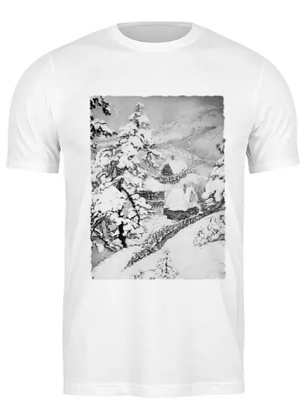 Заказать мужскую футболку в Москве. Футболка классическая Зима 3. от etherealmist - готовые дизайны и нанесение принтов.