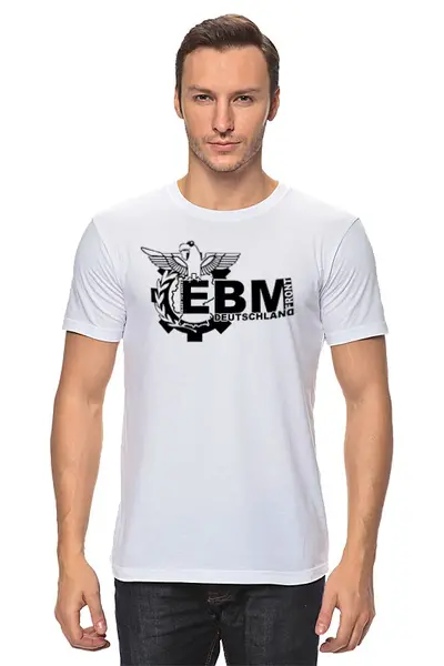 Заказать мужскую футболку в Москве. Футболка классическая EBM Deutschland Лого от Black Pimpf - готовые дизайны и нанесение принтов.
