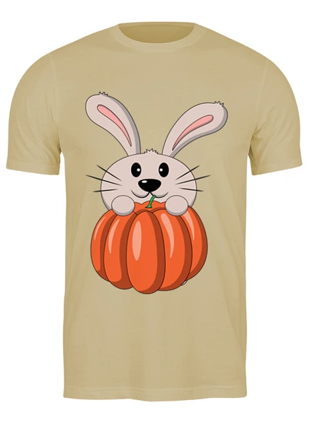 Заказать мужскую футболку в Москве. Футболка классическая Кролик с тыквой от skynatural - готовые дизайны и нанесение принтов.