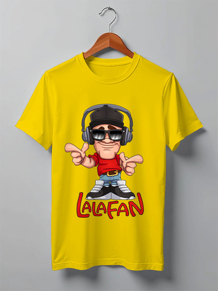 Заказать мужскую футболку в Москве. Футболка классическая LalaFan DJ T-Shirt (жёлтая, муж.) от LalaFan  - готовые дизайны и нанесение принтов.