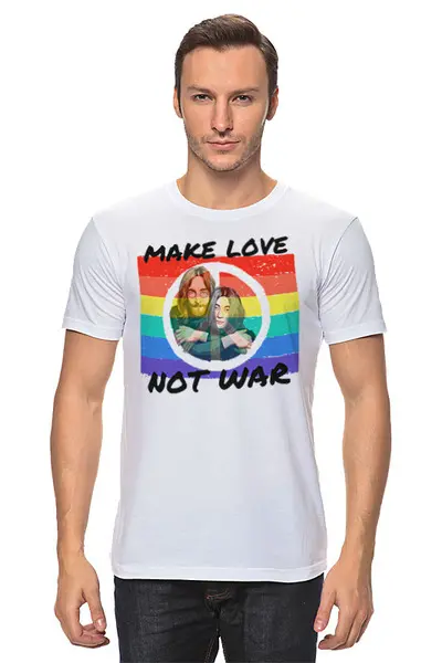Заказать мужскую футболку в Москве. Футболка классическая ☮ John and Yoko ☮ от balden - готовые дизайны и нанесение принтов.