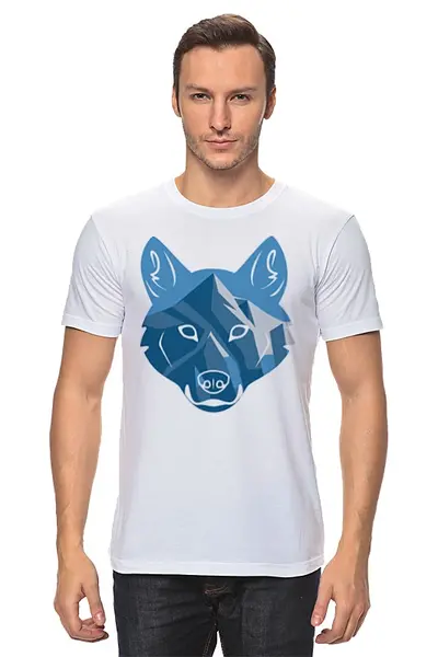 Заказать мужскую футболку в Москве. Футболка классическая Волк (Wolf) от trugift - готовые дизайны и нанесение принтов.