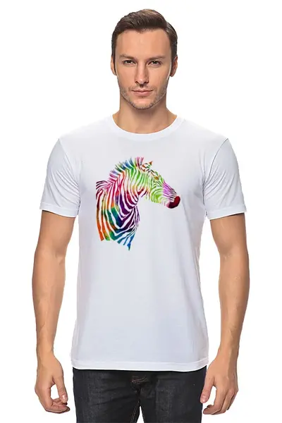 Заказать мужскую футболку в Москве. Футболка классическая My zebra от alisared - готовые дизайны и нанесение принтов.