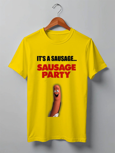 Заказать мужскую футболку в Москве. Футболка классическая SAUSAGE PARTY - Полный расколбас! от art_yaroslav - готовые дизайны и нанесение принтов.