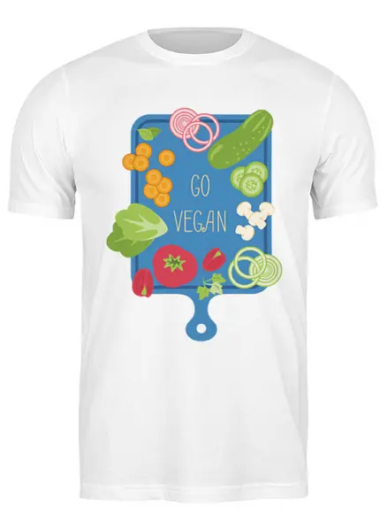 Заказать мужскую футболку в Москве. Футболка классическая Go vegan от catification - готовые дизайны и нанесение принтов.