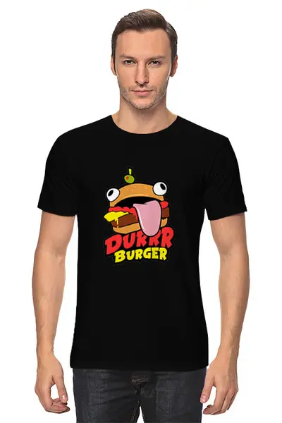 Заказать мужскую футболку в Москве. Футболка классическая Fortnite Durrr Burger от geekbox - готовые дизайны и нанесение принтов.