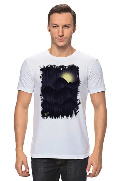Заказать мужскую футболку в Москве. Футболка классическая Mountains Moon Rider от oneredfoxstore@gmail.com - готовые дизайны и нанесение принтов.